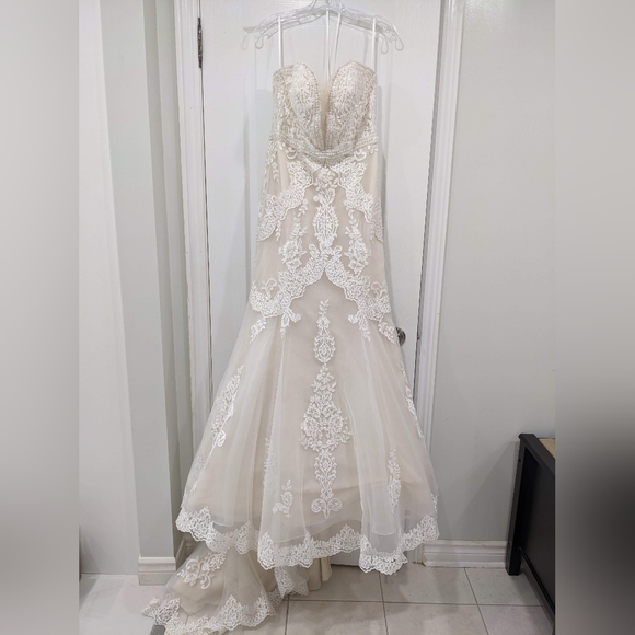 Brand New Wedding Dress! Size 10, champagne undertone. - Picture 2 of 15